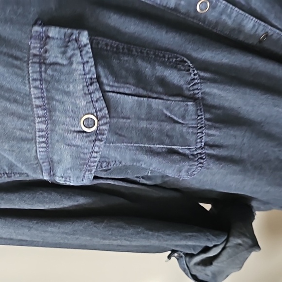 Cato Dark Chambray Snap Front Long Sleeve Blouse NWOT - Picture 5 of 14